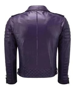 Women Purple Leather Quilted Jacket