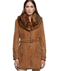 Women’s Real Brown Leather Suede Coat