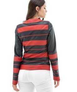 Women’s Real Navy & Red Leather Jacket