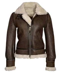 Womens-B3-Brown-Shearling-Distressed-Leather-Jacket-