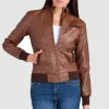 Womens-Bomber-Brown-Faux-Leather-Jacket-6