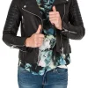 Womens-Brando-Style-Leather-Motorcycle-Jacket-Black