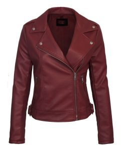 Women's Faux PU Leather Jacket with Hoodie