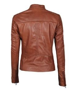 Womens Biker Brown Leather Jacket