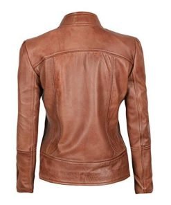 Womens Motorcycle Brown Leather Jacket