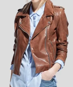 Womens-Motorcycle-Rider-Brown-Leather-Jacket 3