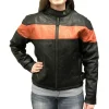 Womens-Orange-Striped-Black-Leather-Jacket