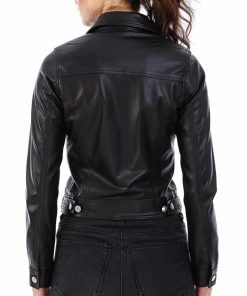 Women’s Real Black Leather Eva Bomber Jacket