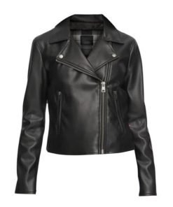 Womens Real Leather Biker Jacket