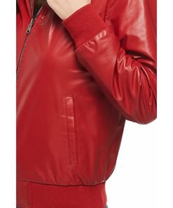 Women’s Real Red Leather Bomber Jacket