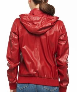 Women’s Real Red Leather Bomber Jacket