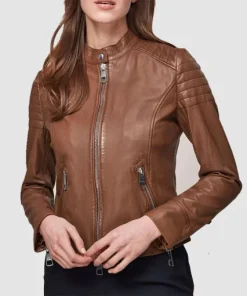 Womens-Slim-Fit-Cafe-Racer-Brown-Leather-Jacket-