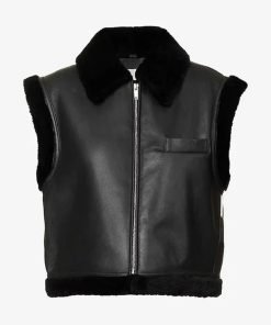 Womens-Shearling-Leather-Biker-Vest