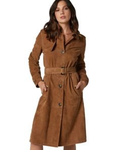 Women’s Real Suede Leather Trench Coat