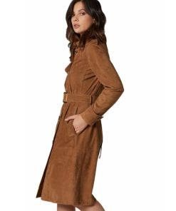 Women’s Real Suede Leather Trench Coat