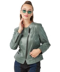 Women’s Real Sage Green Leather Jacket