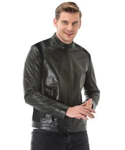 Men’s Real Black Leather Slim Jacket