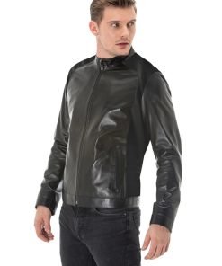 Men’s Real Black Leather Slim Jacket