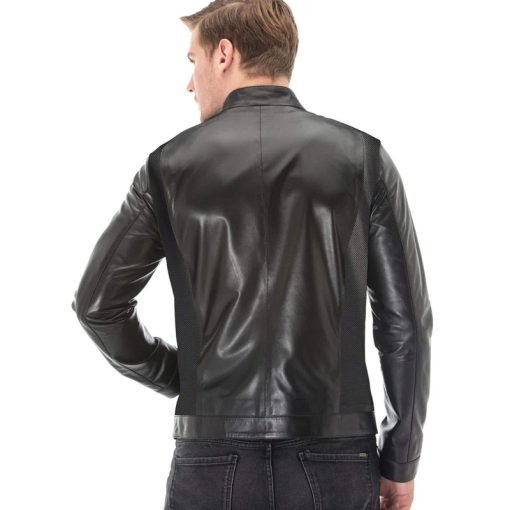 Men’s Real Black Leather Slim Jacket