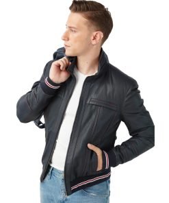 Men’s Real Navy Blue Leather Jacket