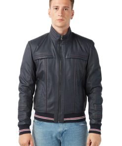 Men’s Real Navy Blue Leather Jacket