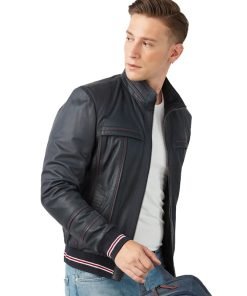 Men’s Real Navy Blue Leather Jacket