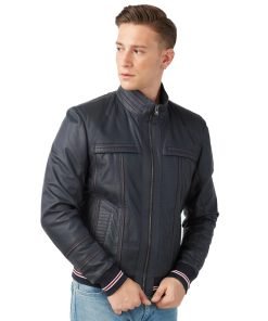 Men’s Real Navy Blue Leather Jacket