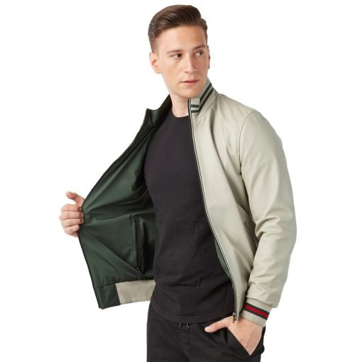 Men’s Real Beige Leather Double Sided Sport Jacket