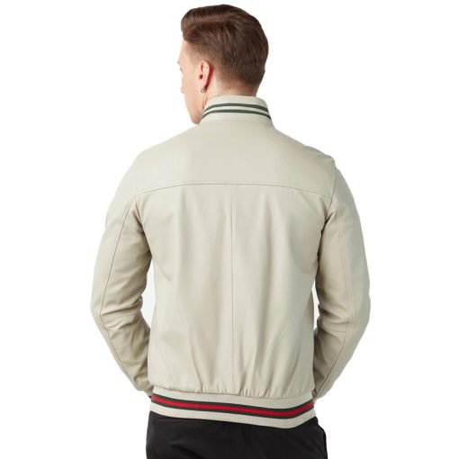 Men’s Real Beige Leather Double Sided Sport Jacket