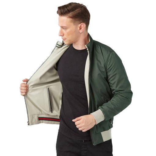 Men’s Real Beige Leather Double Sided Sport Jacket