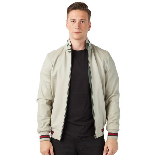 Men’s Real Beige Leather Double Sided Sport Jacket