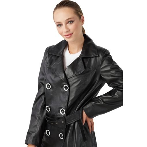 Women’s Real Black Leather Coat