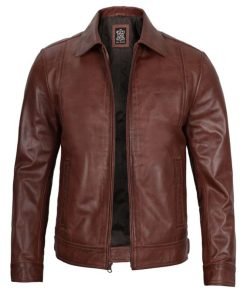 Harrington Premium Brown Leather Jacket