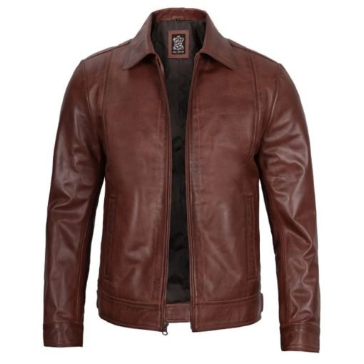 Harrington Premium Brown Leather Jacket