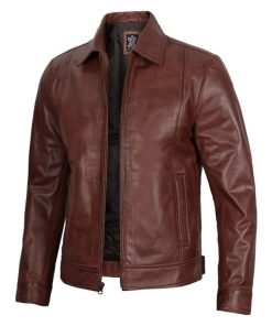 Harrington Premium Brown Leather Jacket