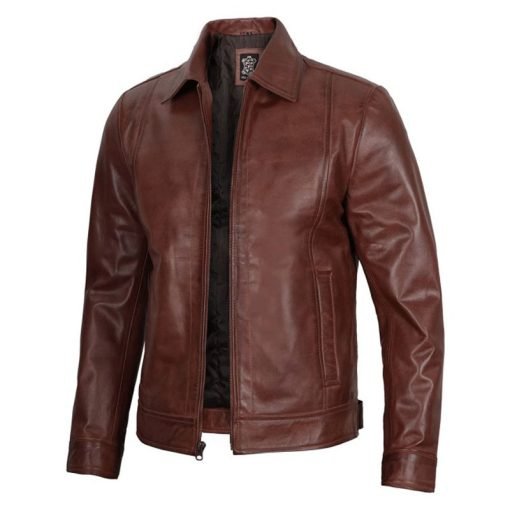 Harrington Premium Brown Leather Jacket