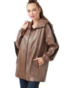 Women’s Real Mink Leather Hooded Antique Coat
