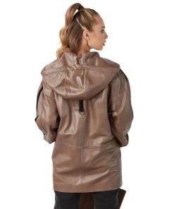 Women’s Real Mink Leather Hooded Antique Coat
