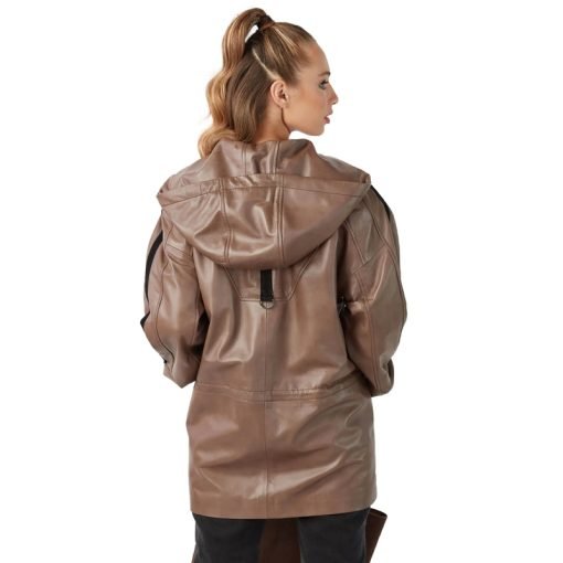 Women’s Real Mink Leather Hooded Antique Coat