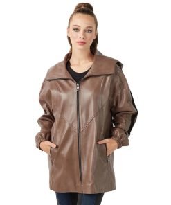 Women’s Real Mink Leather Hooded Antique Coat