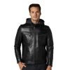 Men’s Real Black Leather Hooded Fit Jacket