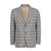 Beige & Black Houndstooth Patterned Cashmere Blazer