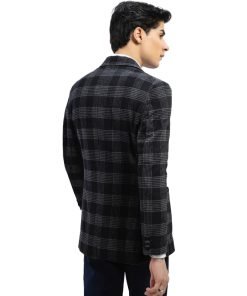 Black Checkered Tweed Wool Blazer