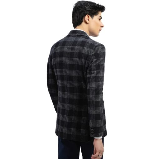 Black Checkered Tweed Wool Blazer