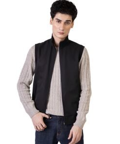 Black Sleeveless Zipper Jacket
