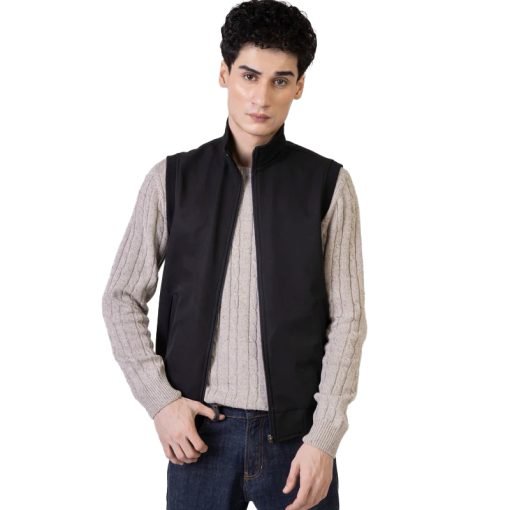 Black Sleeveless Zipper Jacket