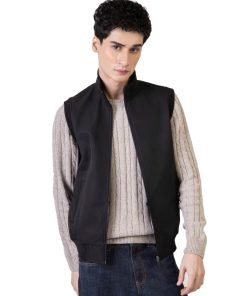 Black Sleeveless Zipper Jacket