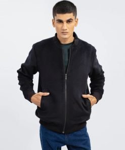 Black Wool Bomber Jacket