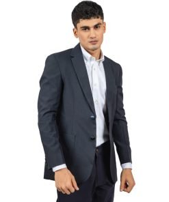 Black Wool Striped Structured Formal Blazer