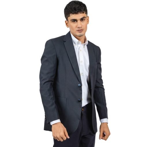 Black Wool Striped Structured Formal Blazer